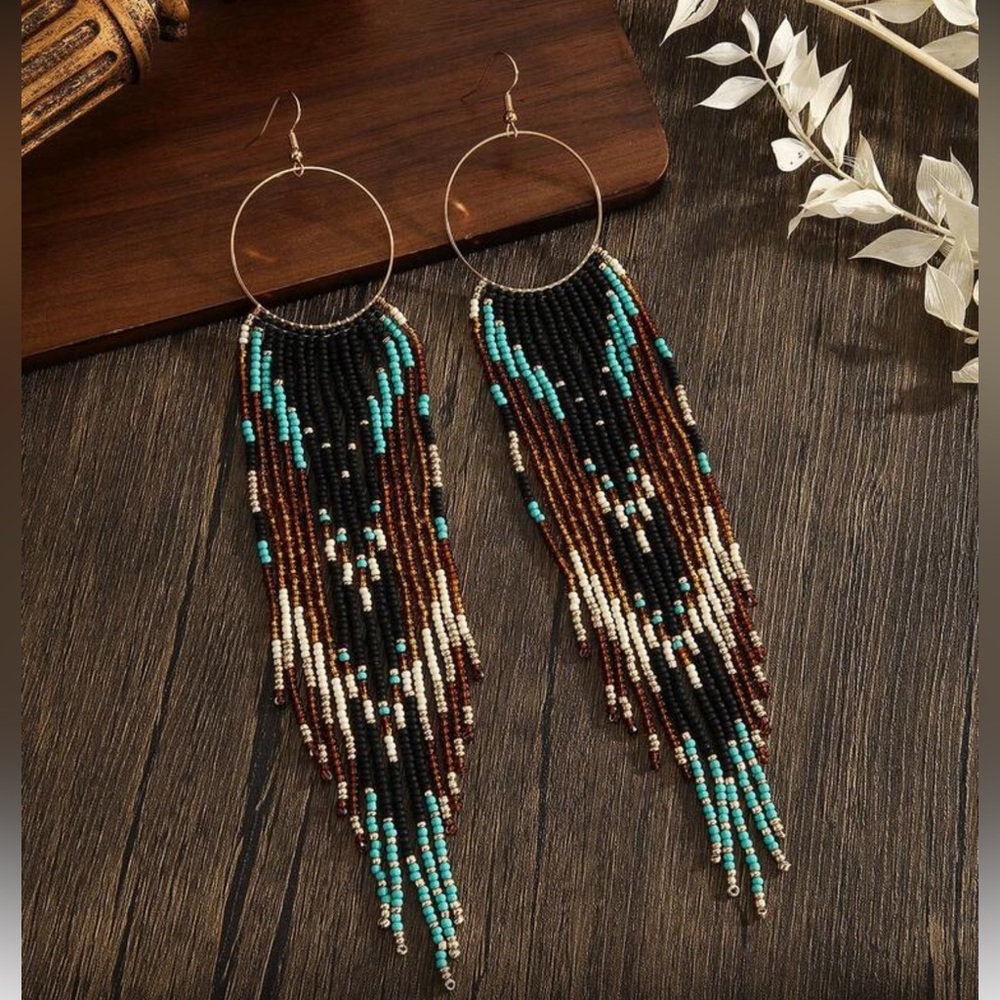 Bohemian Beaded Hoop Earrings